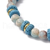 Natural Lava Rock & Synthetic Aqua Terra Jasper & Natural Aquamarine Beads Strethch Bracelets BJEW-JB11666-5