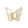 Brass Pave Natural White Shell Pendants KK-S522-19G-1