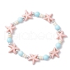 Dyed Synthetic Turquoise Beads & Natural Howlite Round Beads Stretch Bracelets for Women BJEW-JB11792-01-2