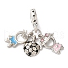 Rack Plating Alloy Light Rose Rhinestone European Dangle Charms PALLOY-S189-17P-1