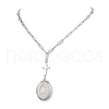 Brass Cross & Oval Locket Pendant Necklaces NJEW-JN04960-1
