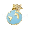 Brass Micro Pave Cubic Zirconia Pendants KK-V009-08G-1