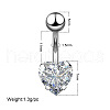Clear Cubic Zirconia Belly Button Rings WG9960A-18-1