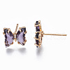 Cubic Zirconia Butterfly Stud Earrings with Glass KK-S365-003C-3