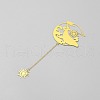 Chinese Style Brass Whale Sun Charms Bookmarks with Chain AJEW-Z042-01G-2