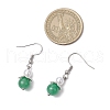 Natural Green Aventurine Round Dangle Earrings EJEW-JE06413-02-3