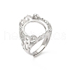 Rhodium Plated 925 Sterling Silver Micro Pave Clear Cubic Zirconia Adjustable Ring Components STER-NH0017-03P-1