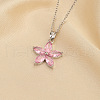 Plum Blossom Flower Brass Cubic Zirconia Pendant Necklaces for Women FS-WG57E4E-02-1