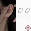 Anti-Tarnish Twisted Rhodium Plated 925 Sterling Silver Small Huggie Hoop Earrings EJEW-I260-37P-7