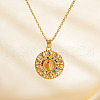 Vintage Brass Pave Cubic Zirconia Hollow Round Religion Virgin Mary Pendant Necklaces for Women EZ3168-2-3