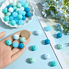 SOFPLATE 60Pcs 2 Styles Round Silicone Focal Beads with Fluorescence Acrylic Beads SIL-SP0001-01B-3