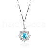 Flower 925 Sterling Silver Pave Cubic Zirconia Pendant Necklaces for Women FS-WG92113-06-2