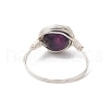 Round Natural Rainbow Tiger Eye Finger Rings RJEW-JR00859-02-5