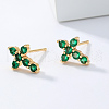 Exquisite Cross Brass Cubic Zirconia Stud Earrings GX6224-4