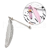 Alloy Feather Pendant Bookmarks AJEW-R101-01S-2