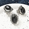 Natural Obsidian Adjustable Rings RJEW-I108-01AS-17-2