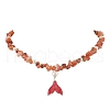 Natural South Red Agate Chip & Imitaton Round Pearl Beaded Adjustable Necklaces NJEW-JN05227-06-2