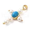 Rack Plating Brass & Acrylic Pearl & Synthetic Turquoise Pendants KK-G488-03G-3