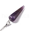 Natural Amethyst Hexagonal Pointed Cone Dowsing Pendulum Pendants G-G983-05P-01-4