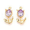 Brass Micro Pave Cubic Zirconia Pendants X-KK-N262-115A-G-1