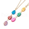 Natural Shell Leaf Pendant Necklace with 304 Stainless Steel Chains for Women NJEW-C016-09G-1
