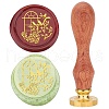 Brass Wax Seal Stamps with Wood Handle AJEW-WH0412-0133-1