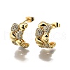 Brass Micro Pave Clear Cubic Zirconia Stud Earrings for Women EJEW-U056-02A-G-4