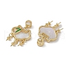 Brass & Shell & Clear Cubic Zirconia Pendants KK-G497-19G-2