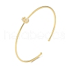 Rack Plating Brass Micro Pave Clear Cubic Zirconia Letter Open Cuff Bangles BJEW-A018-01G-S-1