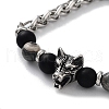 Wolf Natural & Synthetic Mixed Gemstone Beaded Bracelets with 201 Stainless Steel Lobster Claw Clasps BJEW-Q334-14-3