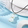 Natural Selenite Gourd Pendant Necklaces NJEW-JN05246-03-1