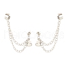Tarnish Resistant 304 Stainless Steel Safety Chains Dangle Stud Earrings with Ear Cuff EJEW-JE04925-1