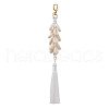 2Pcs 2 Colors Natural Shell & Polyester Tassel Pendant Decorations HJEW-JM02825-3