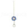 Glass Flower Hanging Suncatchers HJEW-P018-F04-1