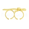 Bowknot Brass Micro Pave Clear Cubic Zirconia Cuff Finger Rings RJEW-B069-04G-3