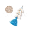 Natural Cowrie Shell & Handmade Polymer Clay Beads & Handmade Polycotton Tassel Big Pendants PALLOY-JF03785-2