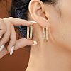 Brass Clear Cubic Zirconia Rectangle Hoop Earrings NP9089-2-2