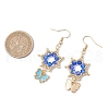Flower with Butterfly 304 Stainless Steel Glass Seed Beads Dangle Earrings EJEW-MZ00417-01-3