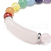 Natural Rose Quartz Rectangle & Mixed Stone Beaded Stretch Bracelet BJEW-JB08981-05-4