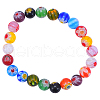 Millefiori Glass Round-Single Flower Bead Strands LAMP-CJ0001-15-6