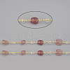 3.28 Feet Handmade Natural Strawberry Quartz Beaded Chains X-CHC-I031-11D-1