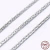 Anti-Tarnish Adjustable Rhodium Plated 925 Sterling Silver Wheat Chain Necklaces NJEW-L456-003A-P-3