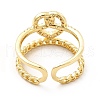 Clear Cubic Zirconia Heart Knot Open Cuff Ring KK-H439-26G-3