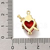 Brass FireBrick Cubic Zirconia Rose Heart with Sword Connector Charms X-KK-R002-27G-01-3