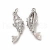 Rack Plating Brass Micro Pave Cubic Zirconia Fish Pendants KK-H436-09P-1