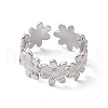 Non-Tarnish 304 Stainless Steel Ring Flower Wrap Open Cuff Ring for Women RJEW-C045-17P-2