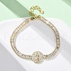 Brass Micro Pave Clear Cubic Zirconia Rectangle Link Chain Bracelets for Women BJEW-U044-01A-G-2