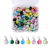 Kissitty Baking Painted Crackle Glass Pendant CCG-KS0001-01-2