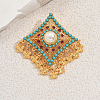 Bohemian Style Rhombus with Butterfly Alloy Plastic Pearl Brooches for Backpack Clothes TA3973-5