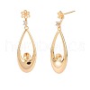 Brass Micro Pave Clear Cubic Zirconia Stud Earring Findings KK-S364-147-2